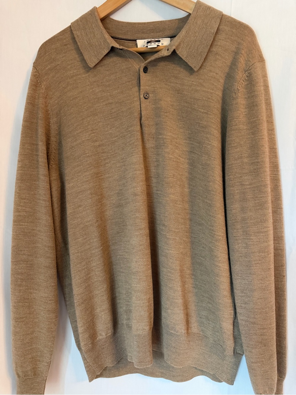 Joseph Abboud Men's 100% Wool Tan Polo Sweater